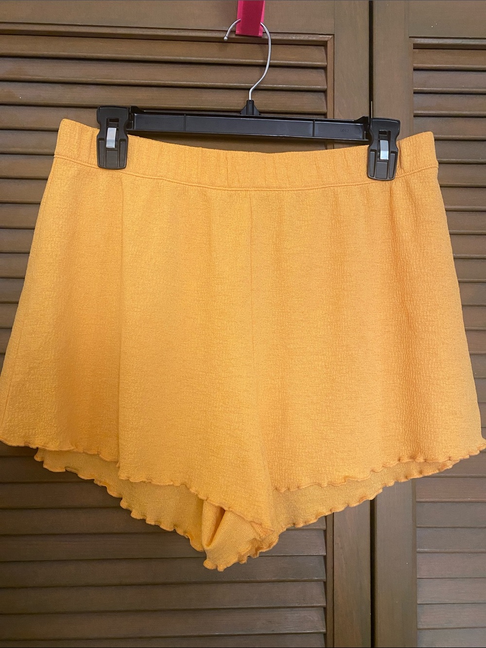 Divided Yellow Ruffle-Hem Shorts
